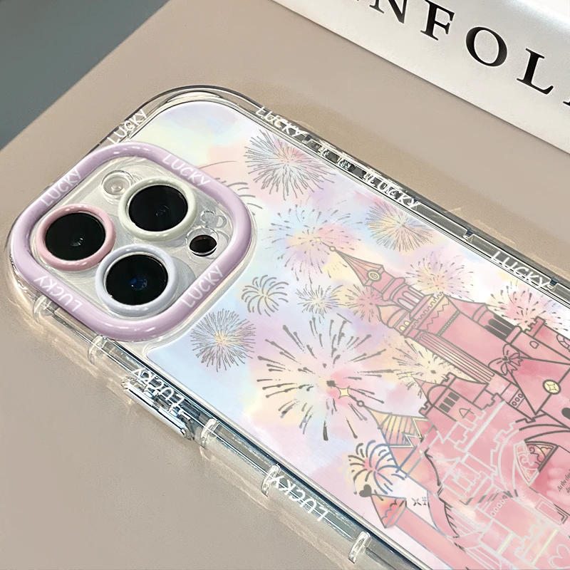 适用苹果15镜面iPhone14手机壳13/12华为ins城堡vivoOPPO保护套