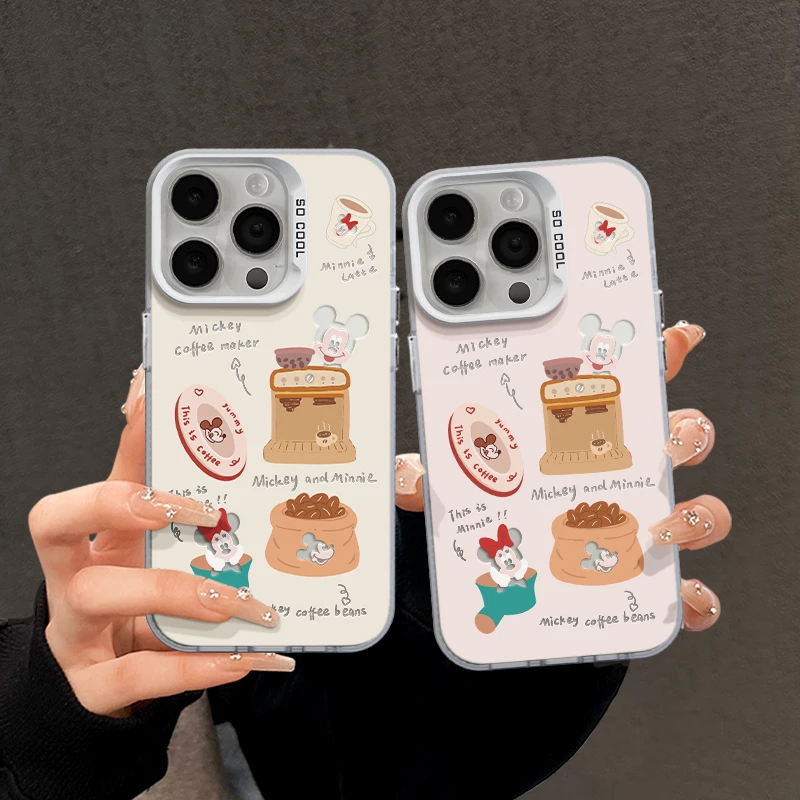 适用苹果15创意iPhone14手机壳华为米奇咖啡白mate60磨砂彩银oppo