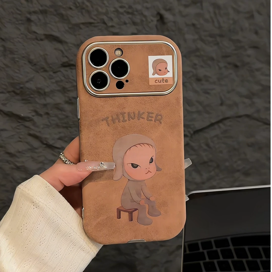 适用苹果iPhone16pro手机壳15pro贴皮大视窗华为坐着奈良美智mate