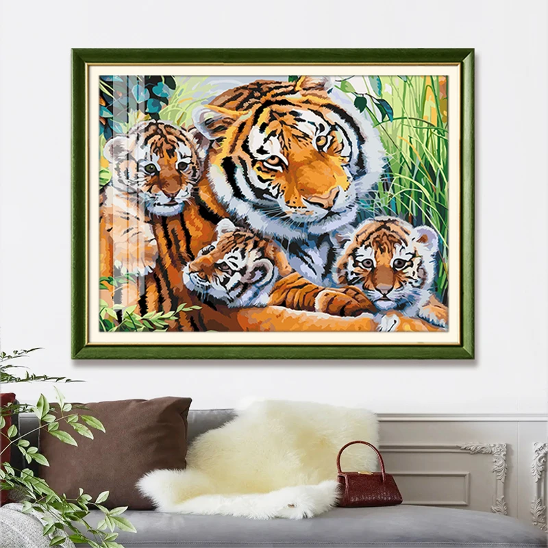 芊虹秀温馨时刻十字绣2025新款线绣客厅卧室可爱老虎简单手工自绣