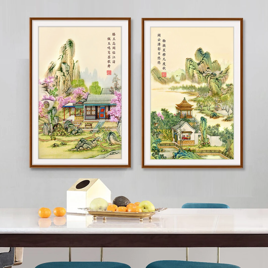 芊虹秀山水楼阁十字绣2024新款高端客厅卧室山水风景名画手工自绣