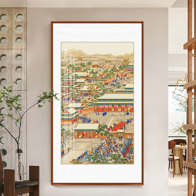 芊虹秀万国来朝图十字绣2025新款线绣客厅中国名画高端大气手工绣