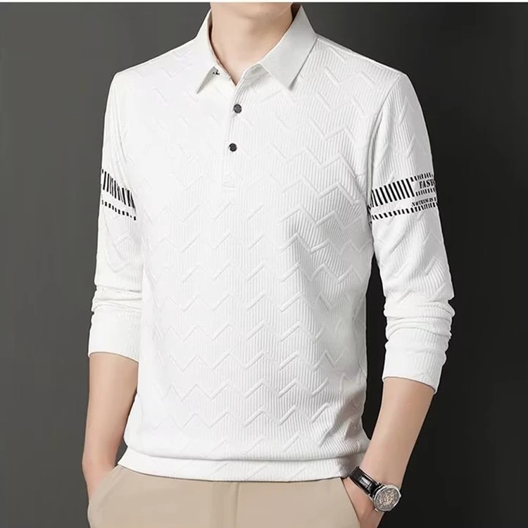 Polo衫翻领卫衣男士秋季2023新款长袖T恤男装潮牌华夫格上衣外套