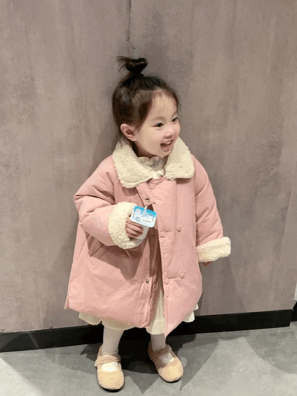 巴拉韩国童装女童棉服冬装外套2023新款女宝宝加厚保暖儿童中长款