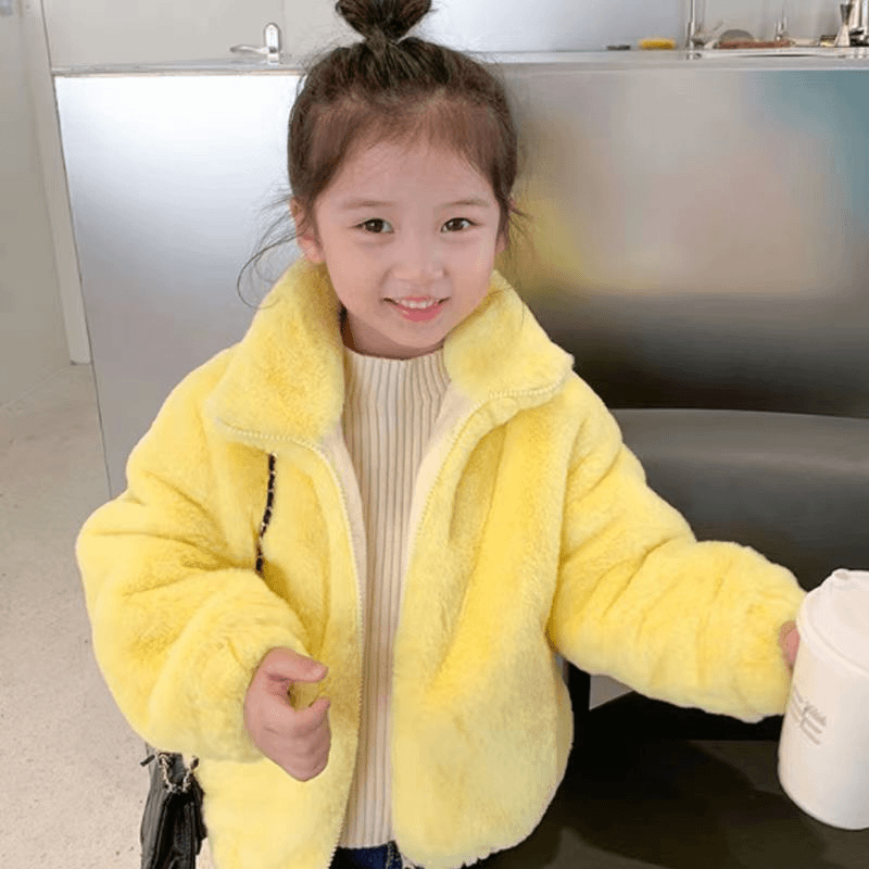 巴拉女童外套秋冬装新款洋气加绒加厚儿童外套毛毛上衣宝宝童