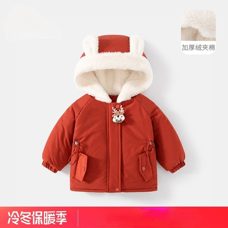 巴拉男女童棉衣外套冬装洋气儿童加厚夹棉连帽棉衣棉袄女童拜年服