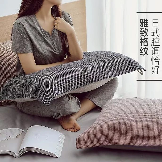 新疆包邮日式纱布绑带枕巾纯棉防脱落松紧带固定式枕头巾一对装一