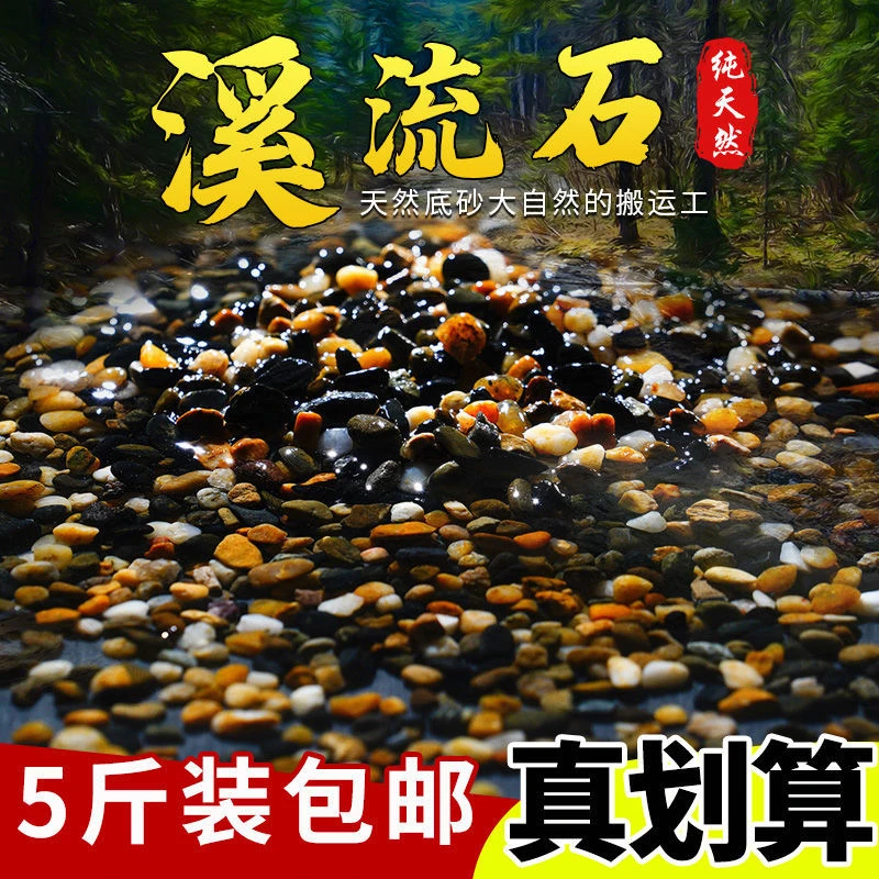 新疆包邮天然溪流石鱼缸专用铺底砂原生溪流底砂水族箱装饰造景小