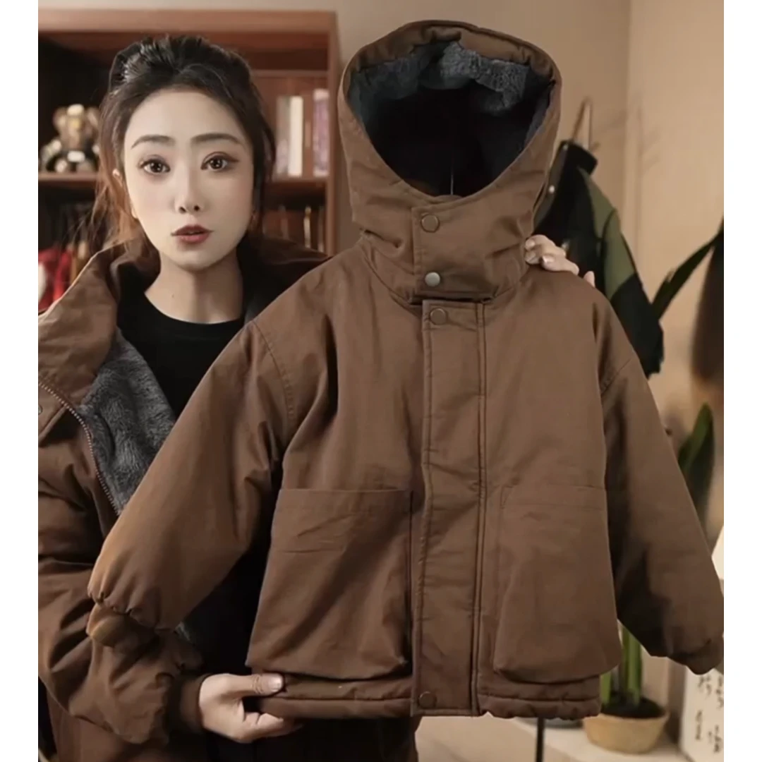 【小舒童品2】亲子装冬季新款连帽加绒加厚中长款宽松韩版派克服