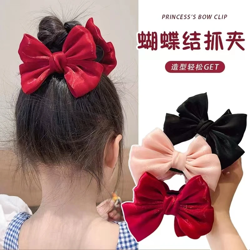 儿童清凉抓夹蝴蝶结高马尾夹公主丸子头盘发夹大号夹发抓发卡发饰