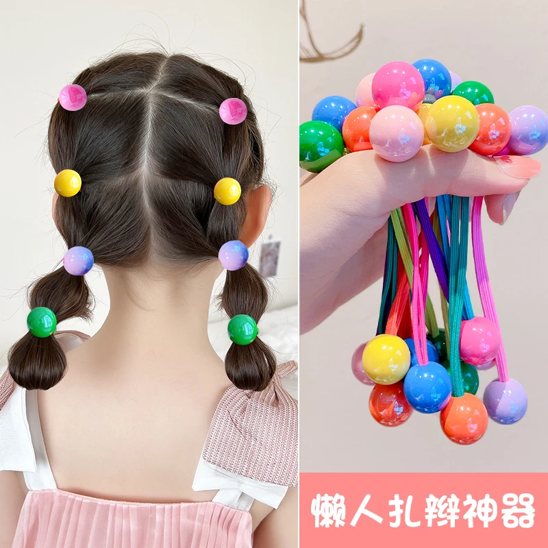 糖果色儿童发圈发绳圆球扎马尾头绳公主发饰宝宝可爱不伤发彩皮筋
