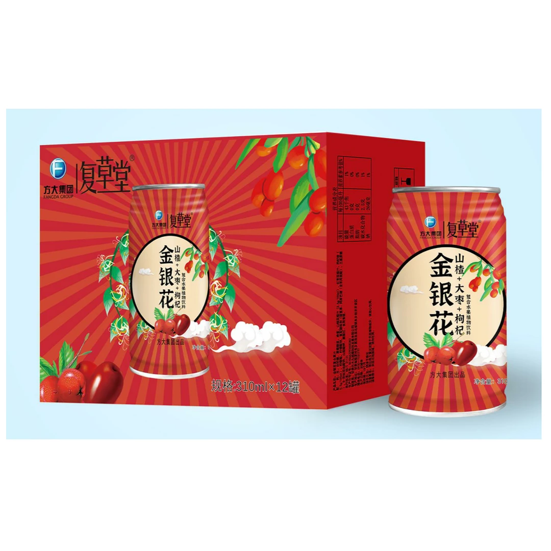 复草堂金银花复合水果植物饮料310ml*12罐清凉饮品整箱四季常备