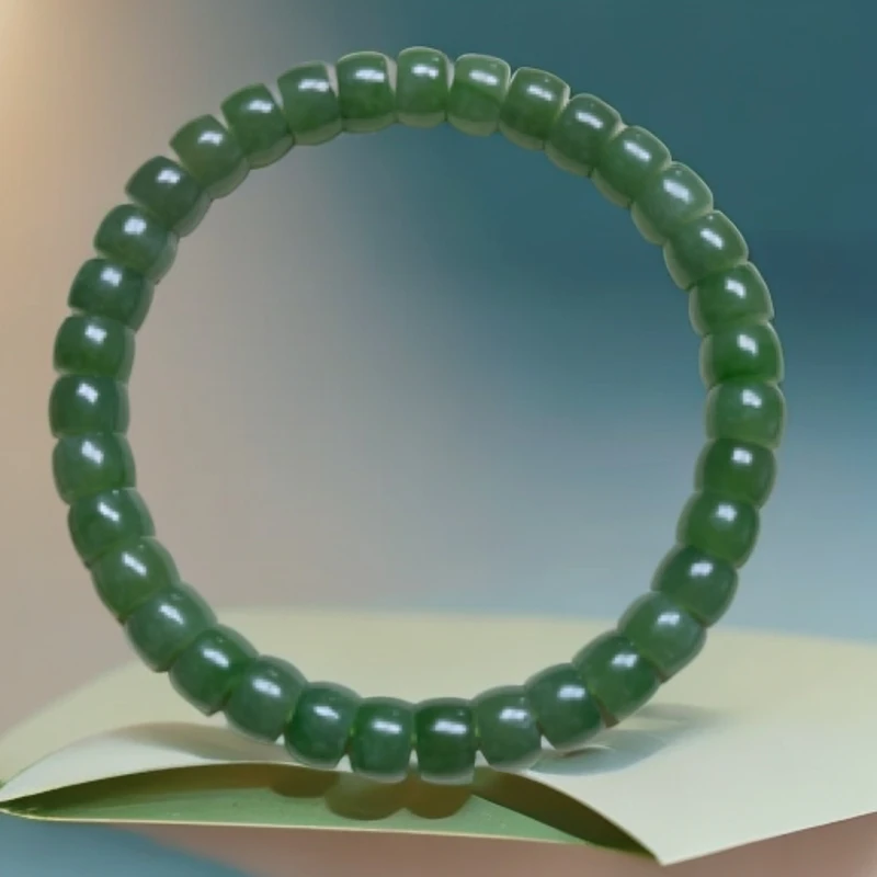 和田玉8mm直切碧玉手链