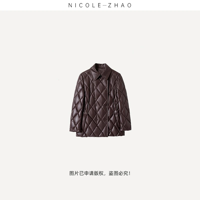 NZ8248【贵姐NICOLE】设计师款百搭休闲时尚高奢菱格PI鹅绒服