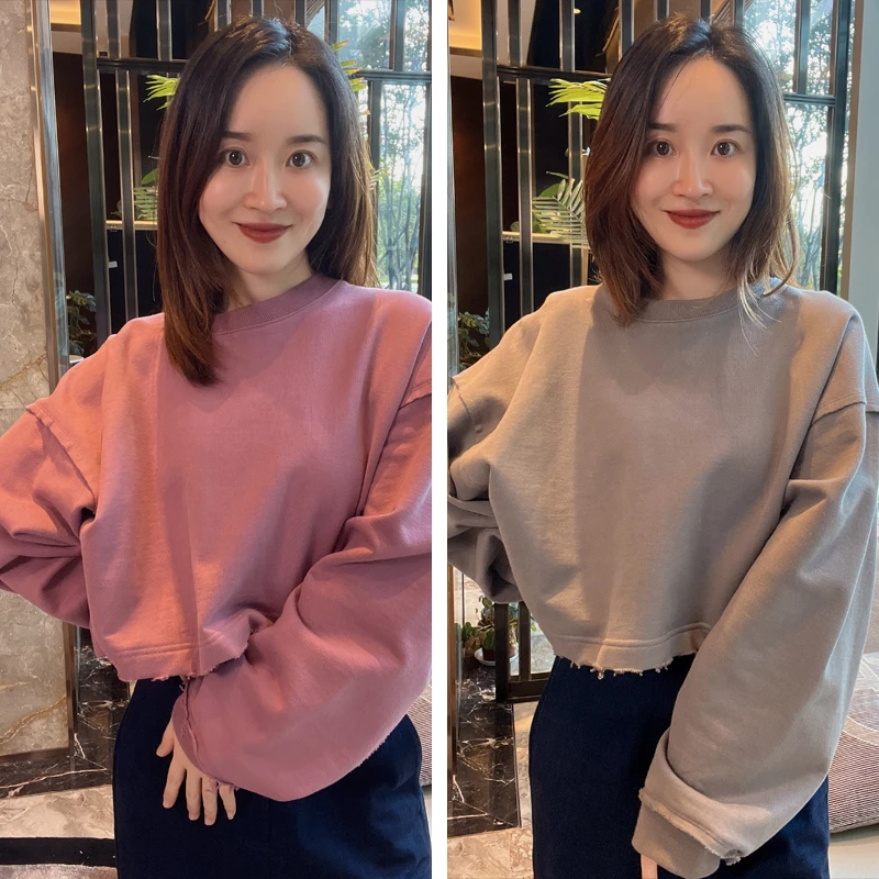 【贵姐NICOLE】高端设计师款廓形短款卫衣JP0425