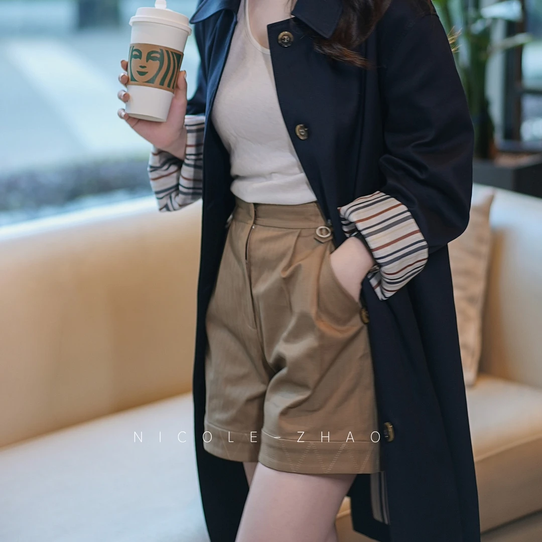 KZ2065【贵姐NICOLE】进口夏季时尚舒适中腰高端定制女士休闲短裤