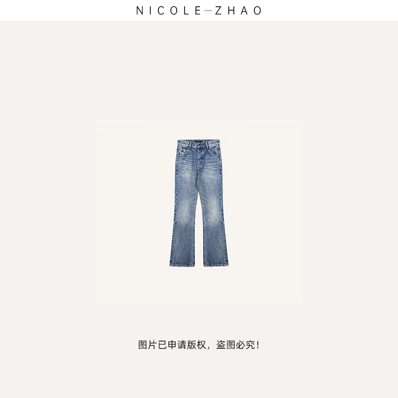 NZ0347【贵姐NICOLE】轻复古土耳其进口面料设计师高腰时尚牛仔裤