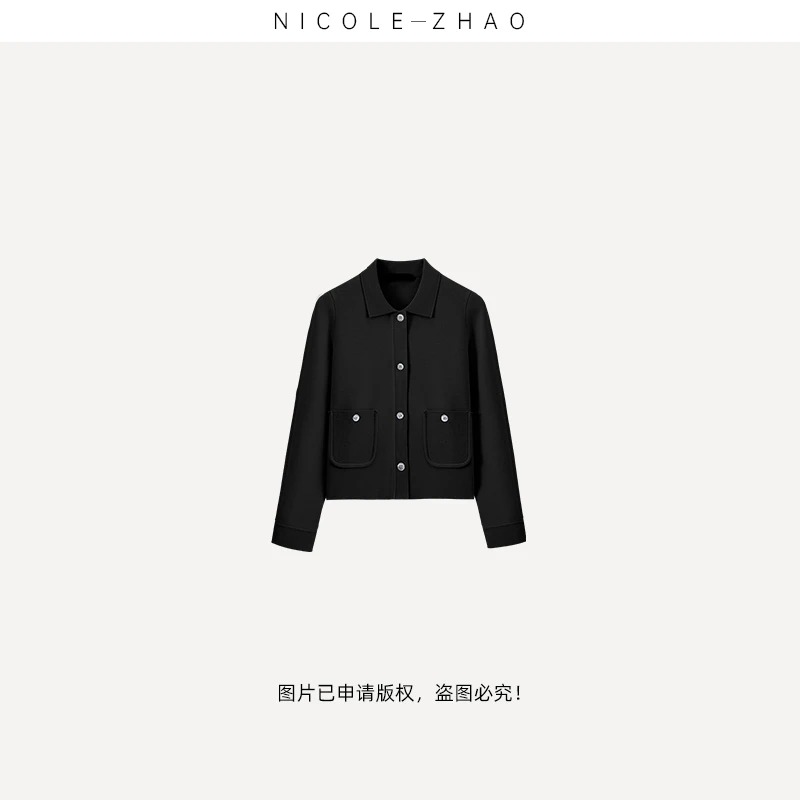 D0421【贵姐NICOLE】进口纱线设计师款气质修身显瘦百搭短款外套