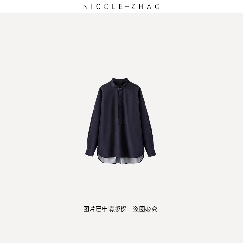 4NWC022【贵姐NICOLE】意大利进口面料休闲温柔衬衫纯色长袖时尚