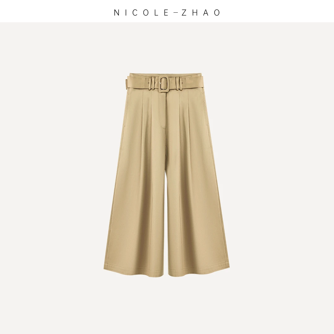 【贵姐NICOLE】高端设计师款进口绵双层复合阔腿裤ZY722