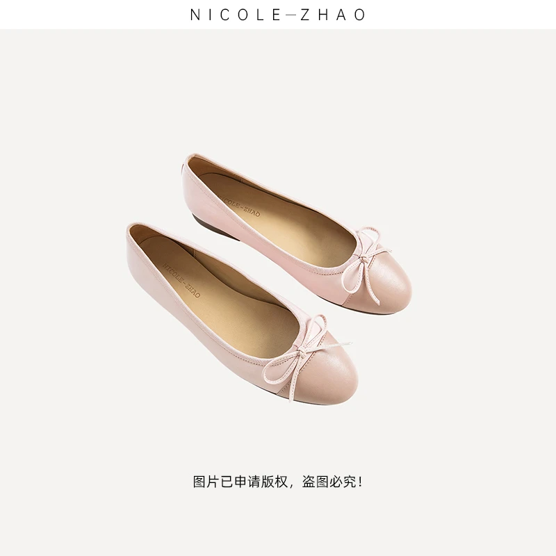 NZ0541【贵姐NICOLE】2025年法式复古蝴蝶结平底单鞋女女鞋