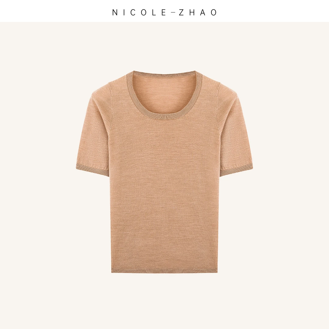 NZ3704【贵姐NICOLE】25高端早春细条纹圆领百搭短袖T恤