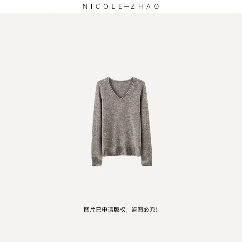 3NWM568【贵姐NICOLE】进口面料纱线彩点羊绒织显瘦秋冬短外套