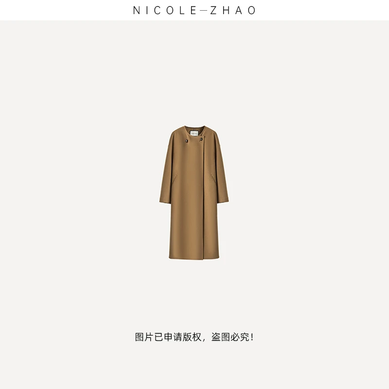 210011 【贵姐NICOLE】高端定制两粒扣羊毛毛呢大衣 外套双面