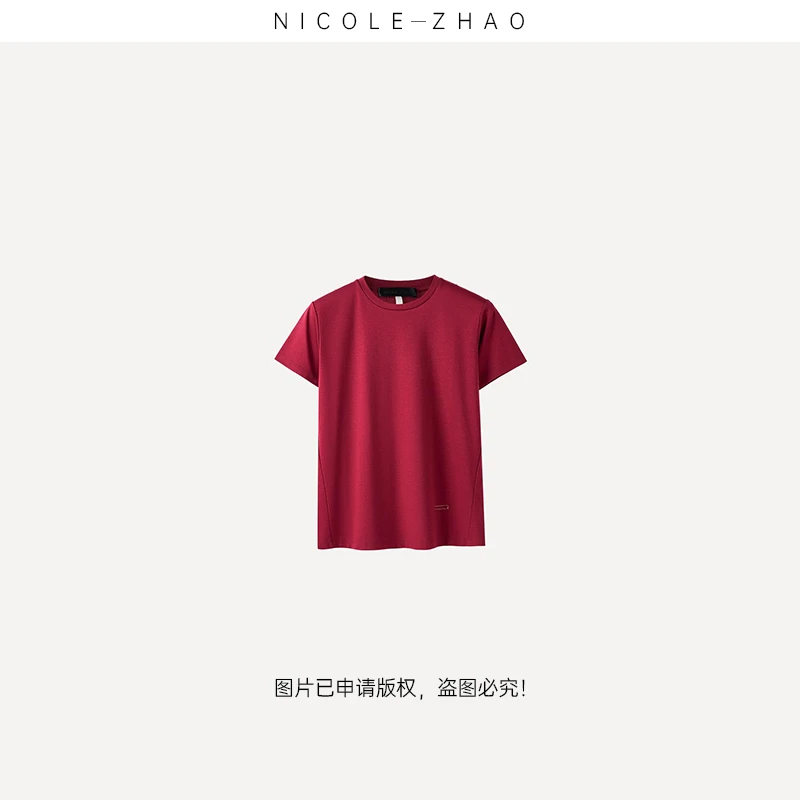 【贵姐NICOLE】高端设计师款后肩收省纯色T恤短袖B10145