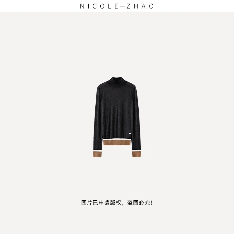 SJ0741【贵姐NICOLE】高端气质显瘦LP进口纱线针织半高领上衣