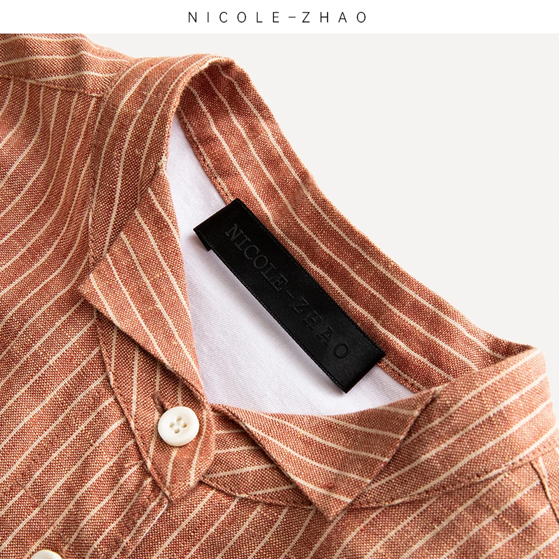 NZ0765【贵姐NICOLE】意大利进口面料设计师宽松休闲竖条纹衬衫