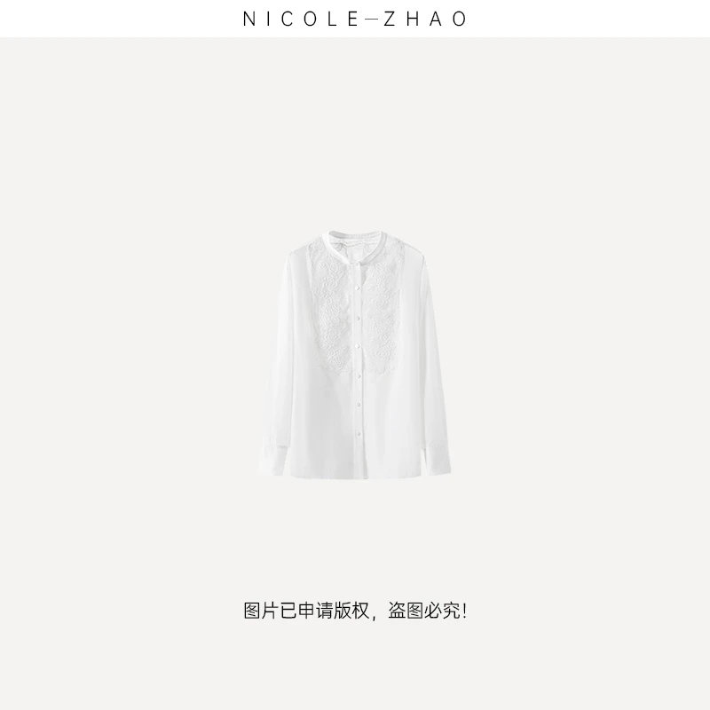 NZ0723【贵姐NICOLE】（无领）设计师款轻奢时尚休闲气质衬衫女衬衫