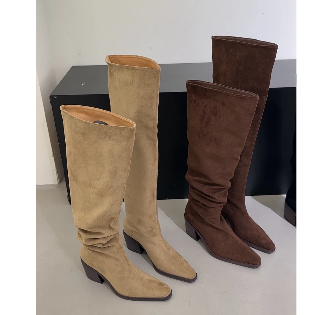 多种穿法堆堆靴！不挑腿型过膝长靴！秋冬粗跟长筒靴小方头骑士靴女