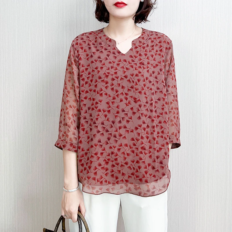 A523时尚新款印花宽松气质百搭显瘦大码上衣