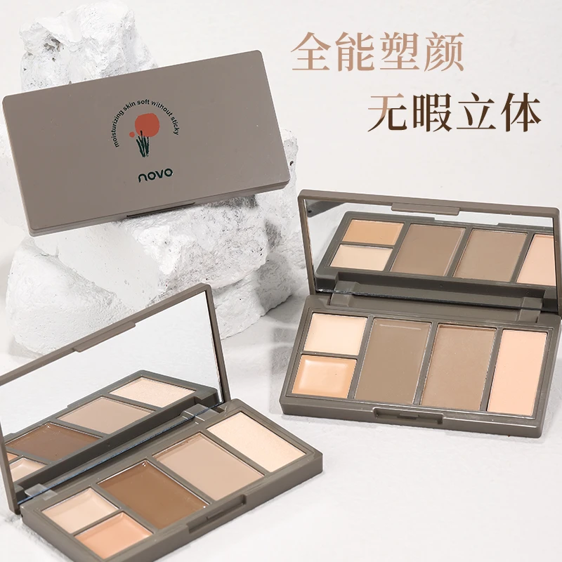 NOVO5621全能修容高光不脱妆细腻遮盖斑点一体盘大地色修饰不卡粉