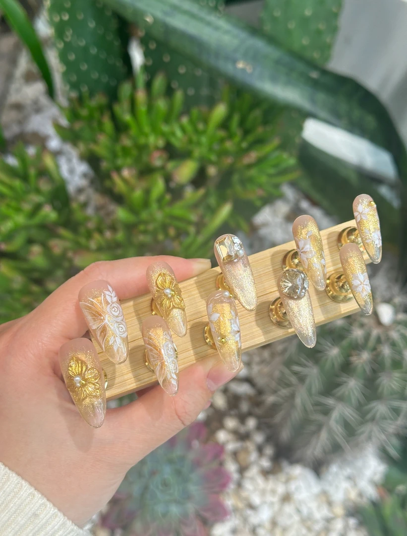 “吸（抓）金（钱）美甲””初夏纯手工定制穿戴甲-