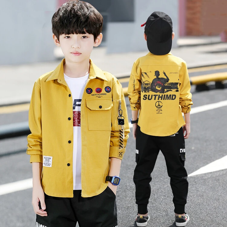 男童春秋衬衫棉韩版2024新款儿童长袖上衣中大童春装衬衣爆款洋气