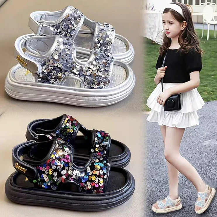 2025女童炸街凉鞋夏天新款女童软底踩屎感舒适运动中大童沙滩潮款