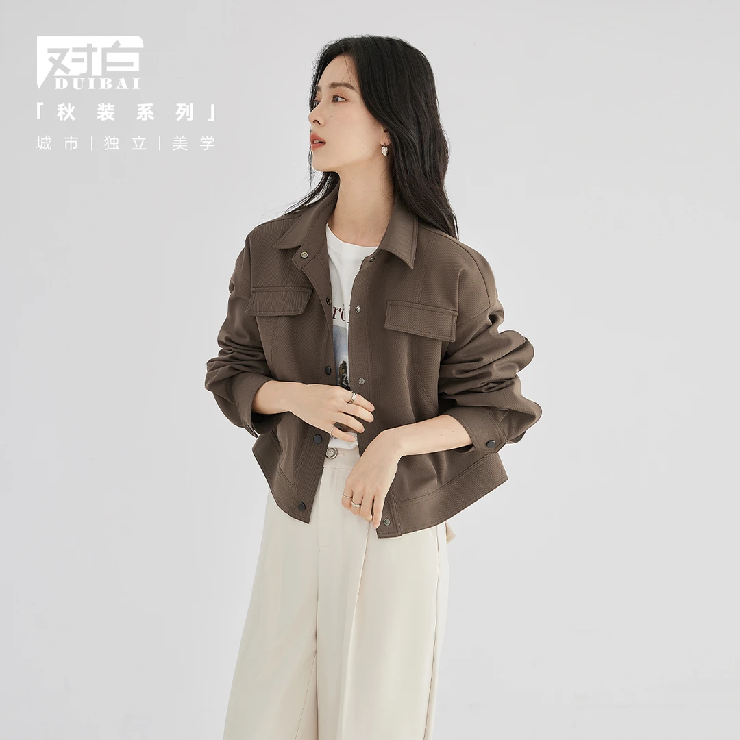 对白秋季新品短外套时尚外套春季韩版长袖短款翻领春秋牛仔DDW025