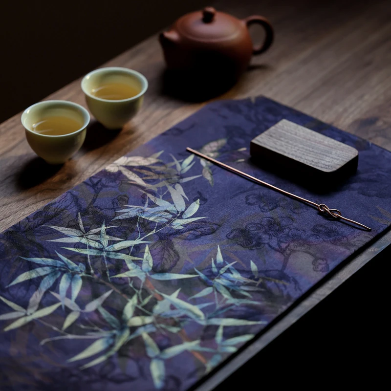 雙姊妹中式布艺真丝茶席中国风茶巾茶几桌布茶盘隔热垫禅意茶杯垫