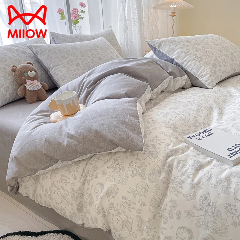 猫人简约纯棉被套单件被单全棉褥子套150x200x230单人被罩1.5床单
