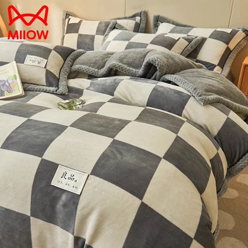 猫人牛奶绒被套单件冬季双面加厚珊瑚法兰绒床上被罩单人加绒被单