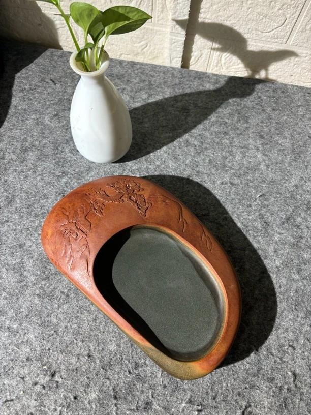 歙砚手工雕刻精品砚台金皮籽料24.9/15/5.3一物一图