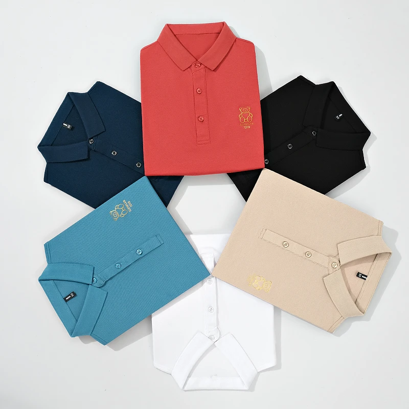 潮牌熊男士Polo衫短袖t恤2024夏季休闲商务时尚翻领修身