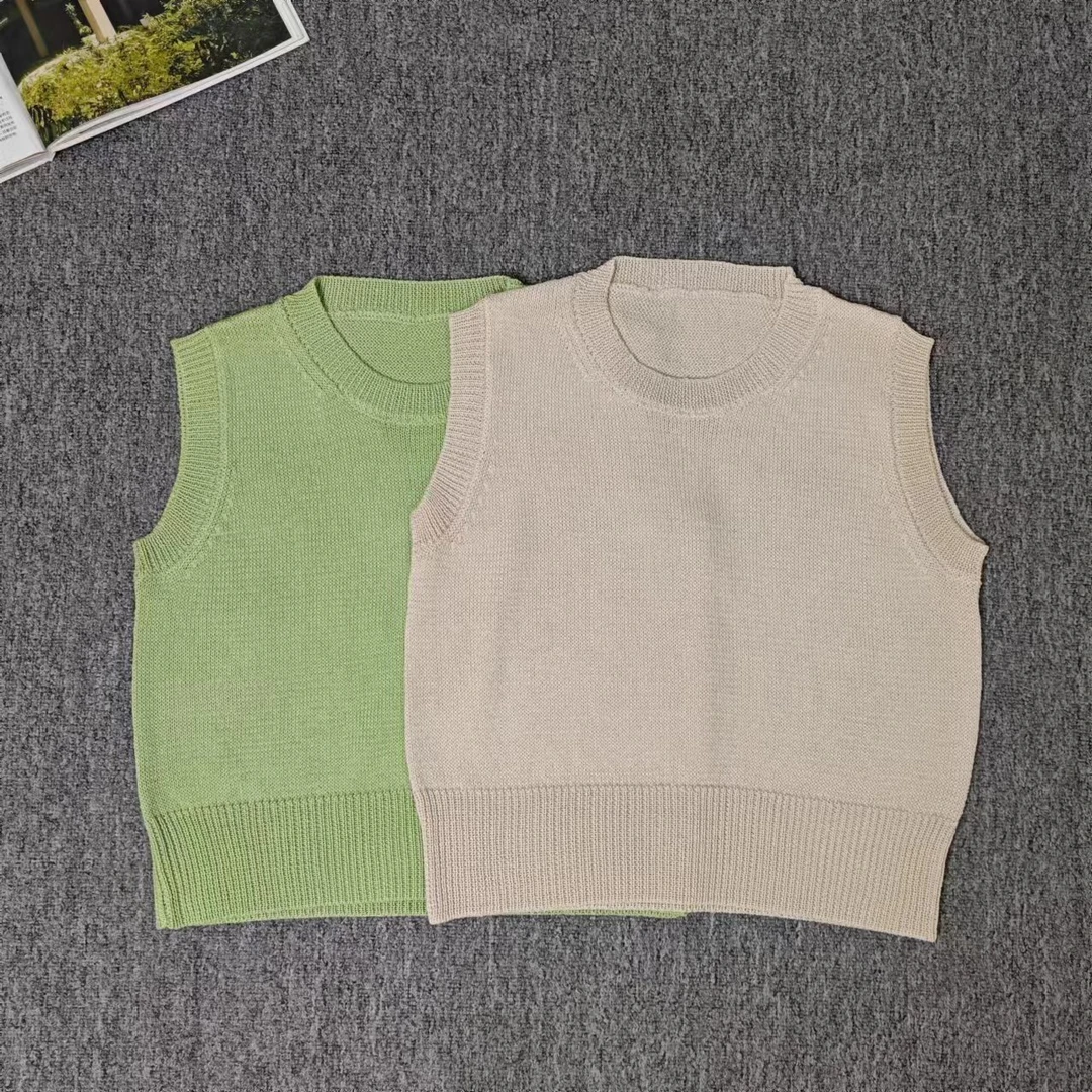 82562余小鱼 两色纯色圆领甜美时尚韩系外穿百搭短款背心上衣女装