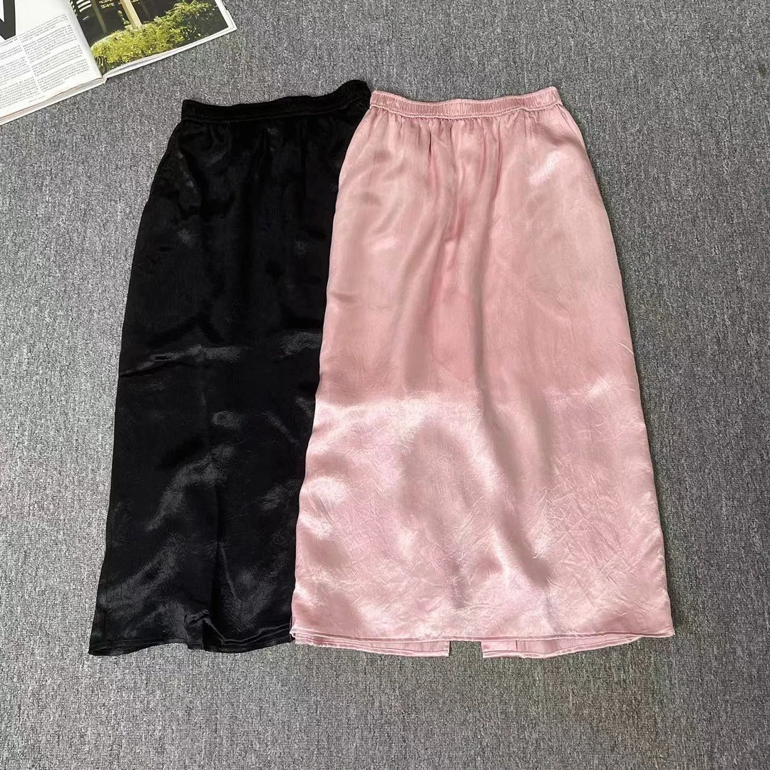 12971余小鱼 两色纯色松紧腰简约小众设计韩版时尚休闲半身裙女装