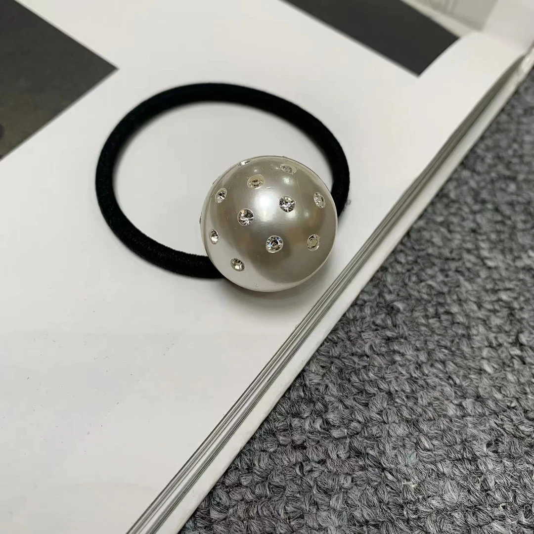 5085余小鱼 黑色大珠珠韩版弹力气质时尚发绳女