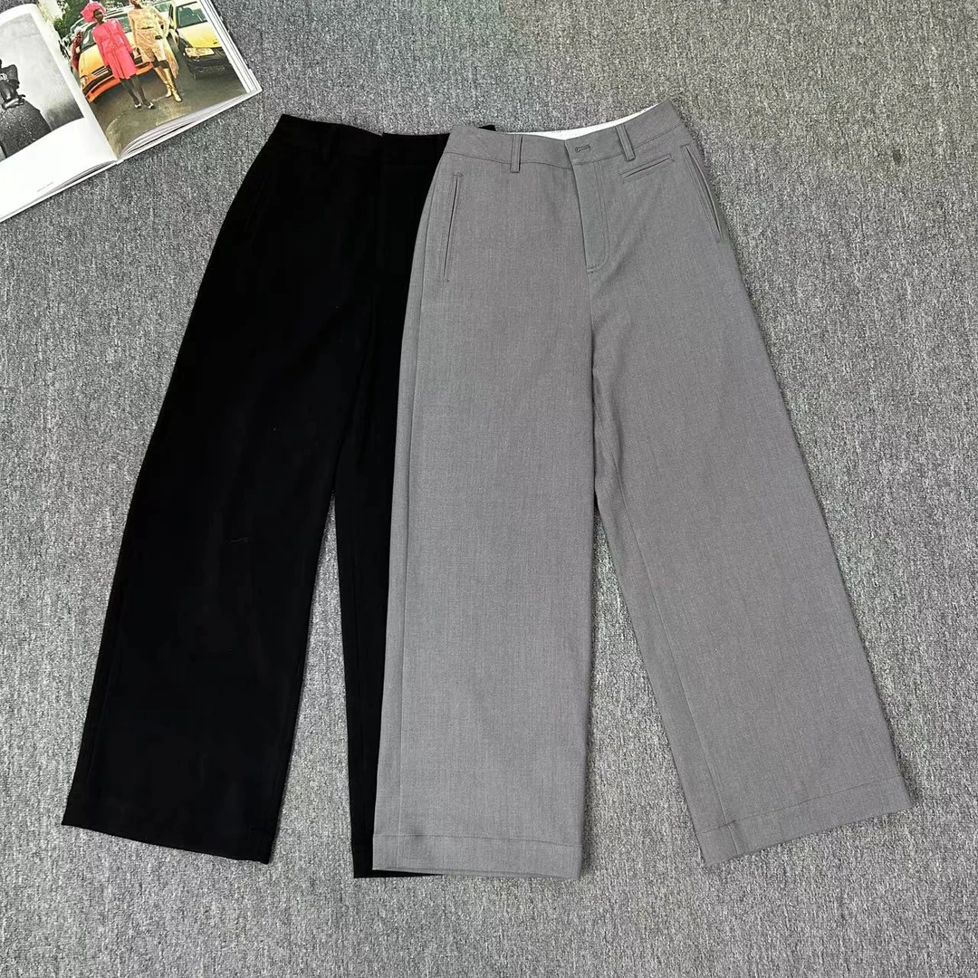 83158余小鱼 两色纯色简约垂感韩系休闲百搭时尚直筒西装裤女装