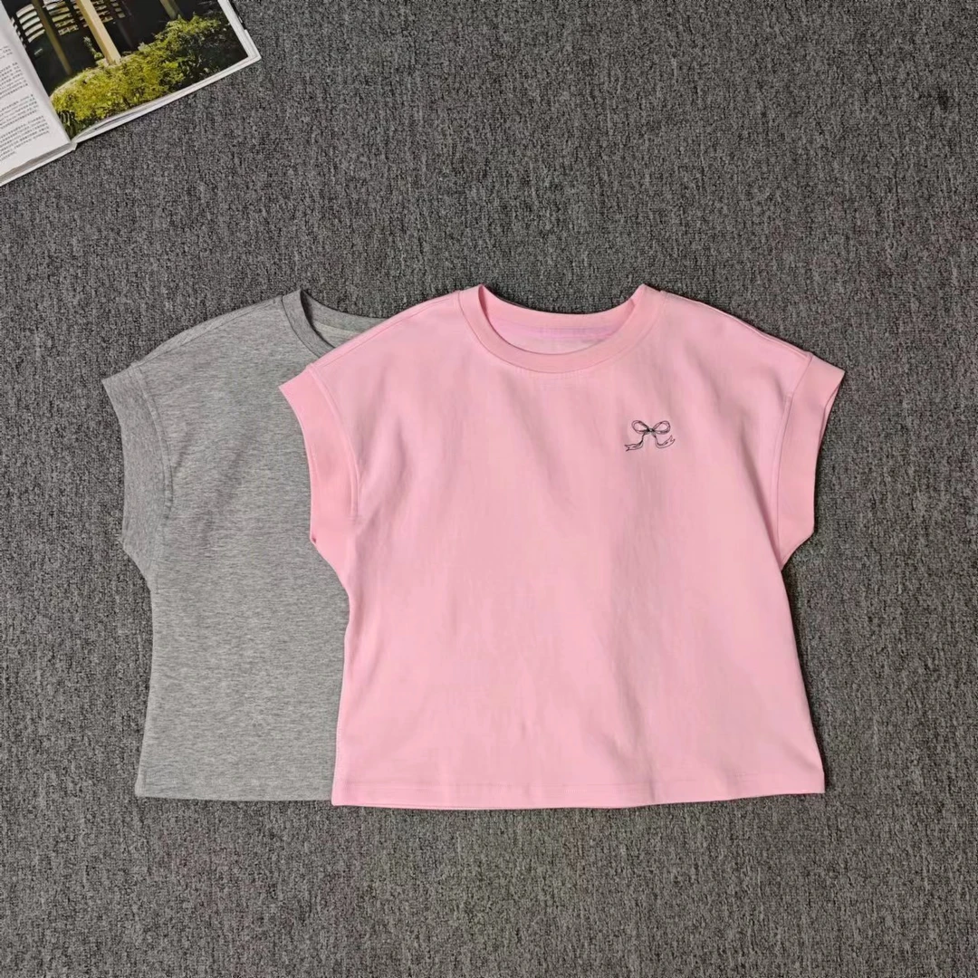 12981余小鱼 两色蝴蝶结韩系减龄休闲舒适百搭夏季短袖T恤女装