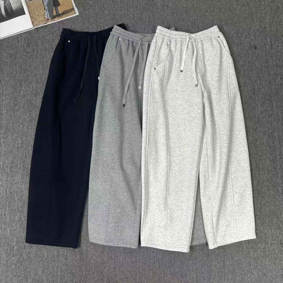 83774余小鱼 三色纯色加绒镰刀卫裤松紧腰抽绳韩系百搭休闲裤女装